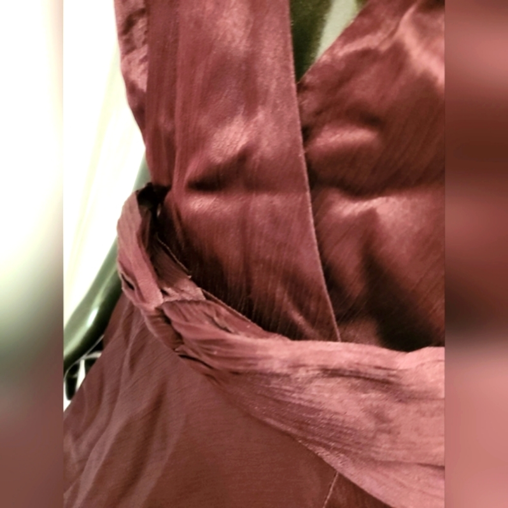 Halter Gown In Wine With Slit, Back Zipper & Closure - Picture 12 of 16